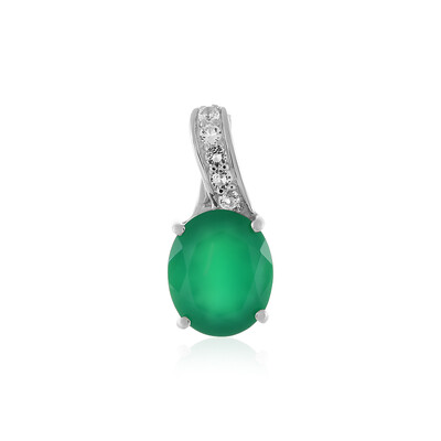 Zilveren hanger met een Groene onyx