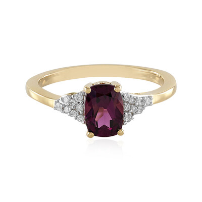 Gouden ring met een magenta granaat