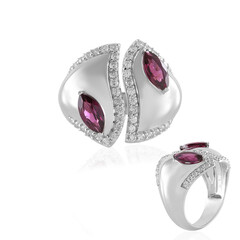 Zilveren ring met framboos rhodolieten (de Melo)