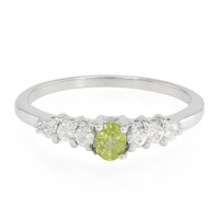 Zilveren ring met een groene saffier