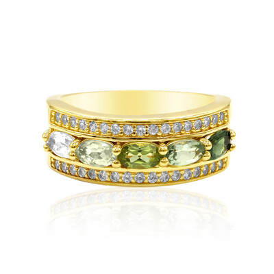 Zilveren ring met groene toermalijnen