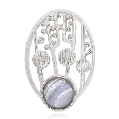 Zilveren hanger met een blauwe kant agaat (MONOSONO COLLECTION)