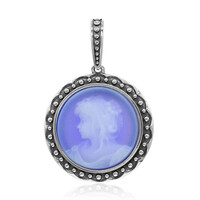 Zilveren hanger met een blauwe kant agaat