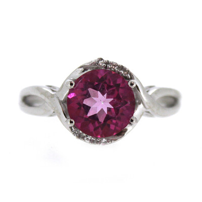 Zilveren ring met een flamingo-topaas