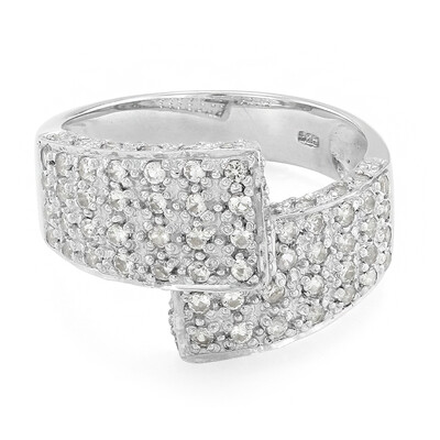 Zilveren ring met witte topaasstenen