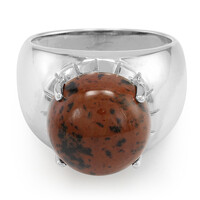 Zilveren herenring met een mahonie obsidiaan
