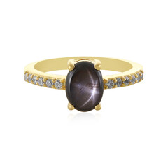 Zilveren ring met een zwarte ster saffier
