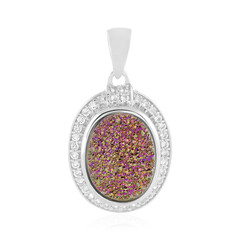 Zilveren hanger met een Roze Glitter Agaat