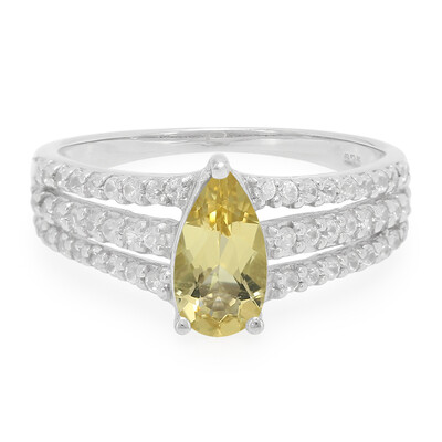 Zilveren ring met een gele beril