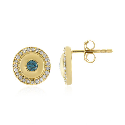 Gouden oorbellen met I4 Blauwe DIamanten