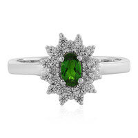 Zilveren ring met een Russische diopsied