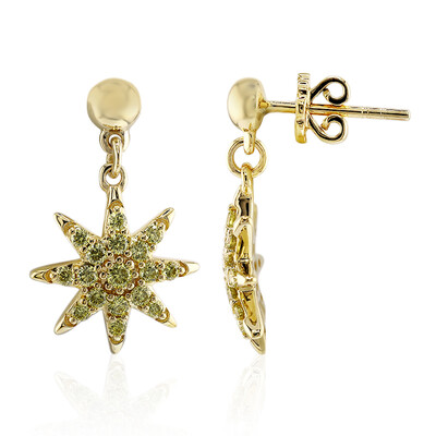 Gouden oorbellen met gele VS1 diamanten (Annette)