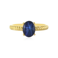 Zilveren ring met een blauwe ster saffier