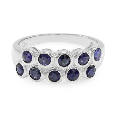 Zilveren ring met blauwe Birmese saffieren