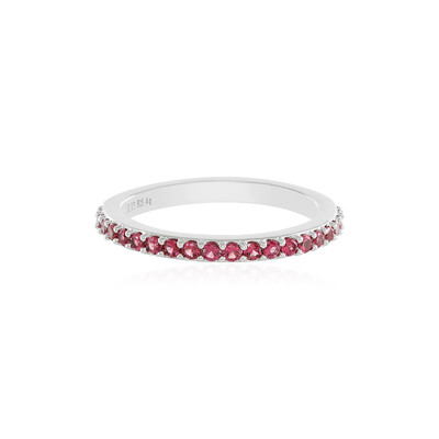 Zilveren ring met edele rode spinelstenen