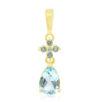 Gouden hanger met een hemel-blauwe topaas