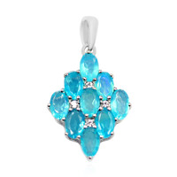 Zilveren hanger met Caribische Blauwe opalen