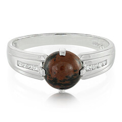 Zilveren herenring met een mahonie obsidiaan