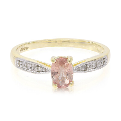 Gouden ring met een Onverhitte Padparadscha Saffier