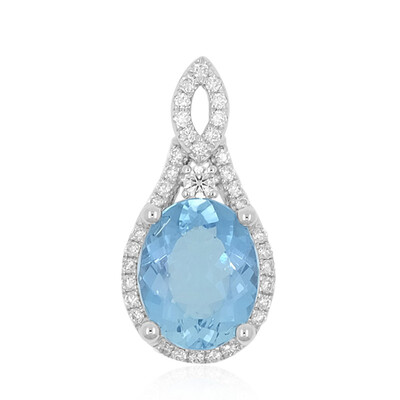 Platinaen hanger met een Santa Maria-aquamarijn