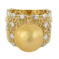 Gouden ring met een gouden zuidzee parel (TPC)