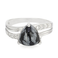 Zilveren ring met een sneeuwvlokken obsidiaan