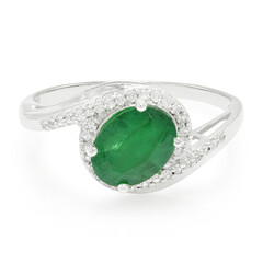 Zilveren ring met een Bahia-smaragd