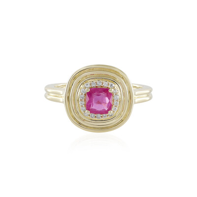 Gouden ring met een Madagaskar Roze Saffier (de Melo)