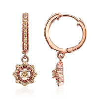 Gouden oorbellen met SI1 Argyle Rose De France Diamanten