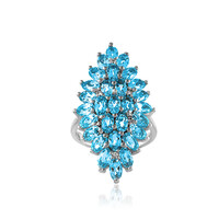 Zilveren ring met hemel-blauwe topaasstenen