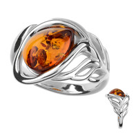 Zilveren ring met een cognac Baltische barnsteen