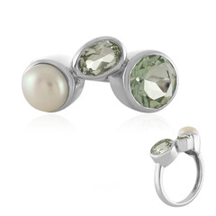 Zilveren ring met een groene amethist