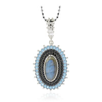 Zilveren halsketting met een labradoriet (Dallas Prince Designs)