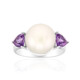 Zilveren ring met een Witte zoetwater kweekparel (Michelle Albala)
