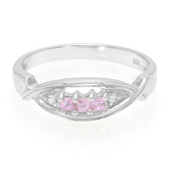Zilveren ring met Ceylon roze saffieren