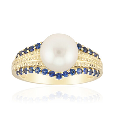 Gouden ring met een witte zuidzee parel (Michelle Albala)