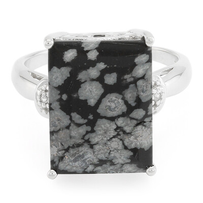 Zilveren ring met een sneeuwvlokken obsidiaan