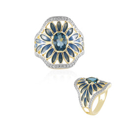Zilveren ring met een Londen-blauwe topaas (Adela Silber)