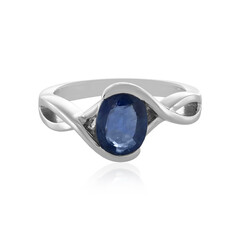 Zilveren ring met een blauwe saffier
