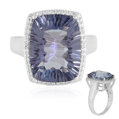 Zilveren ring met een blauwe mystieke kwarts