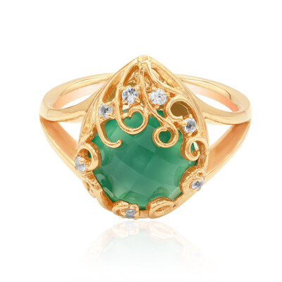 Zilveren ring met een groene chalcedoon