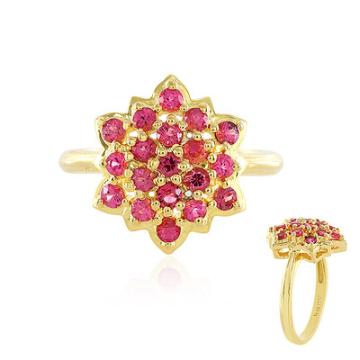 Zilveren ring met roze spinelstenen