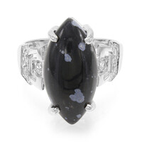 Zilveren ring met een sneeuwvlokken obsidiaan
