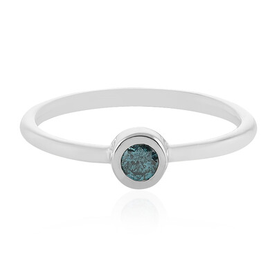 Zilveren ring met een blauwe diamant