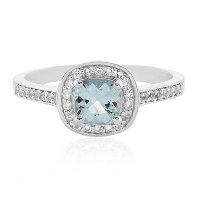 Zilveren ring met een aquamarijn