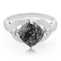 Zilveren ring met een sneeuwvlokken obsidiaan