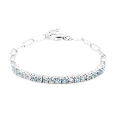 Zilveren armband met hemel-blauwe topaasstenen