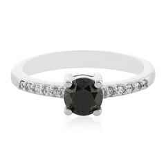 Zilveren ring met een zwarte diamant