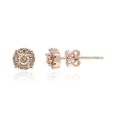 Gouden oorbellen met SI1 Argyle Rose De France Diamanten (Annette)