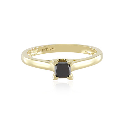 Gouden ring met een zwarte diamant